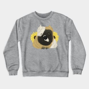 Fawn Pied American Bully with Sunflowers Crewneck Sweatshirt